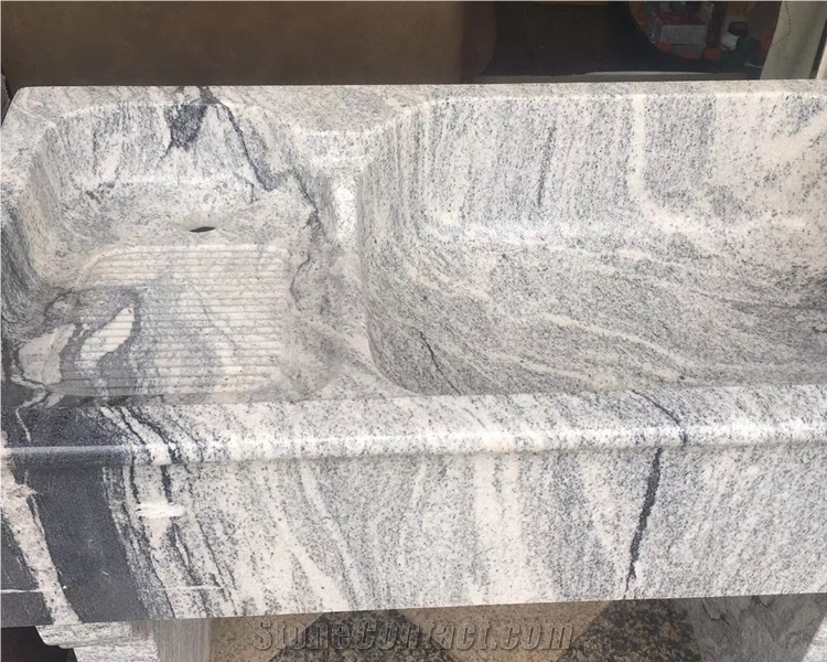 Polished Silver Grey Clouds Granite Countertop