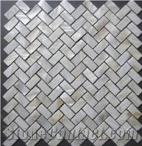 White Pearl Natural Sea Shell Mini Brick Mosaic