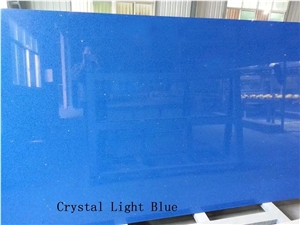 Crystal Light Blue Engineered Quartz Stone Slabs