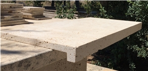 Ivory Cross Cut Travertine Dropface Pool Coping
