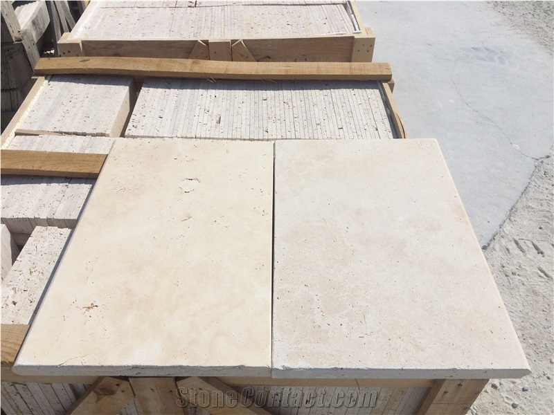 Ivory Cross Cut Travertine Honed Bullnose Pool Coping