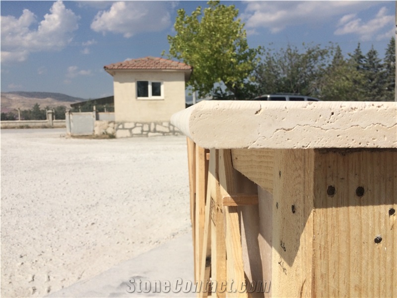 Ivory Cross Cut Travertine Honed Bullnose Pool Coping