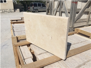 Ivory Cross Cut Travertine Honed Bullnose Pool Coping