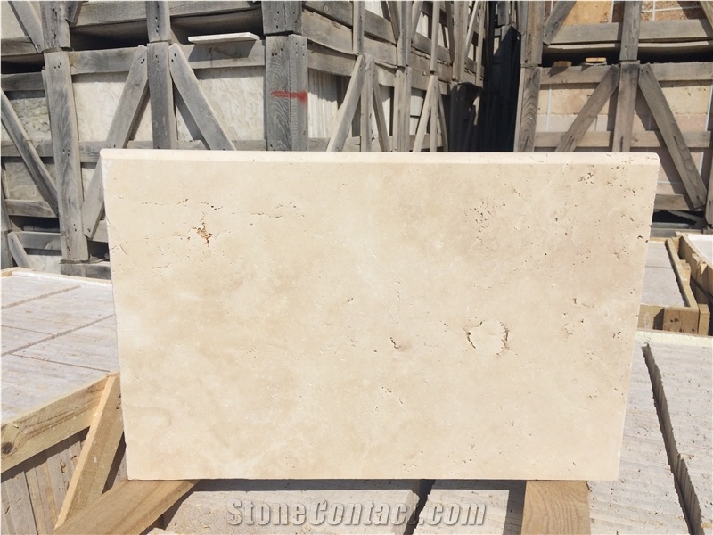 Ivory Cross Cut Travertine Honed Bullnose Pool Coping