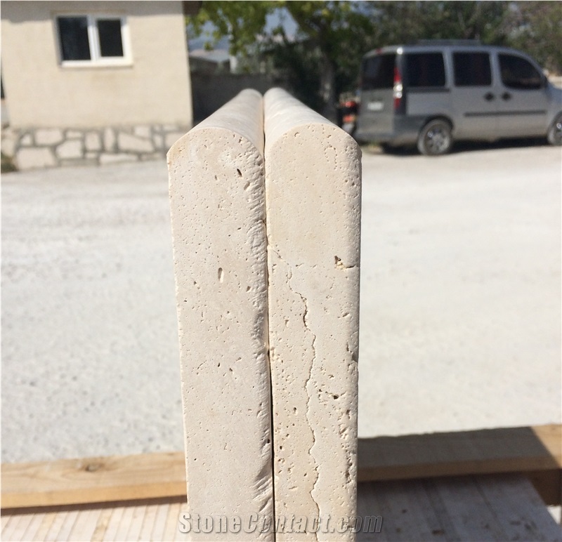 Ivory Cross Cut Travertine Honed Bullnose Pool Coping