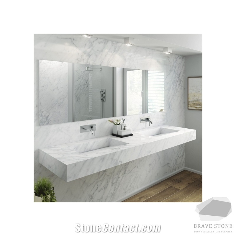 Carrara White Marble Vanity and Countertop