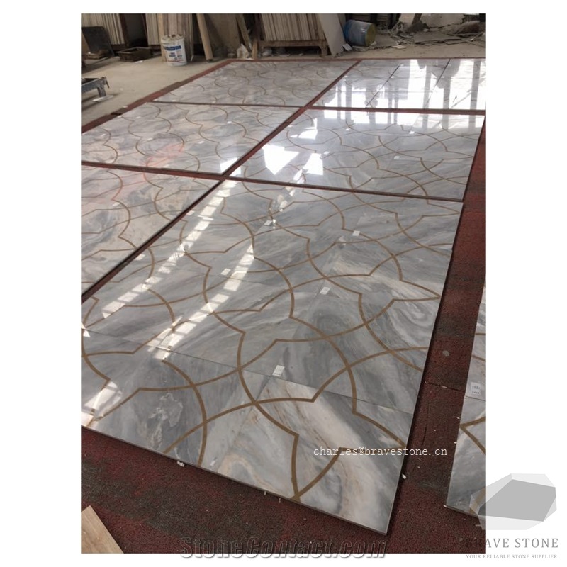 Gray Grey Marble Waterjet Medallion Tiles