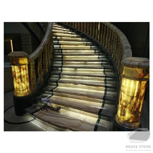 Green Onyx Tiles Slabs and Step Stairs