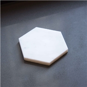 Hexagon Cararra White Marble Coasters