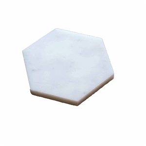Hexagon Cararra White Marble Coasters