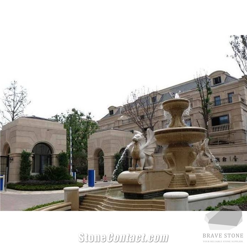 Tippy Beige Limestone Fountain
