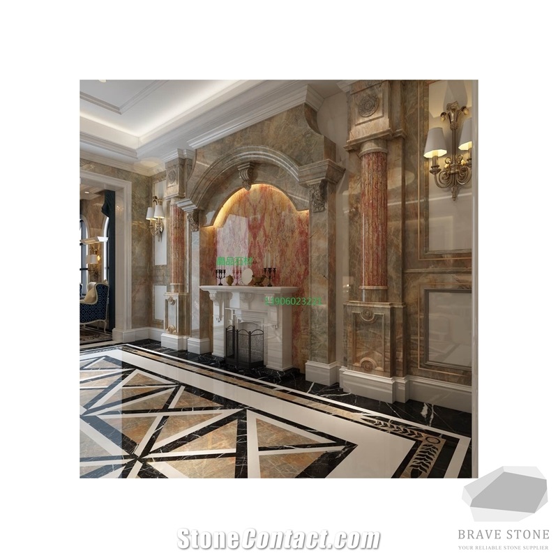 Van Gogh Emperor Marble Fireplace