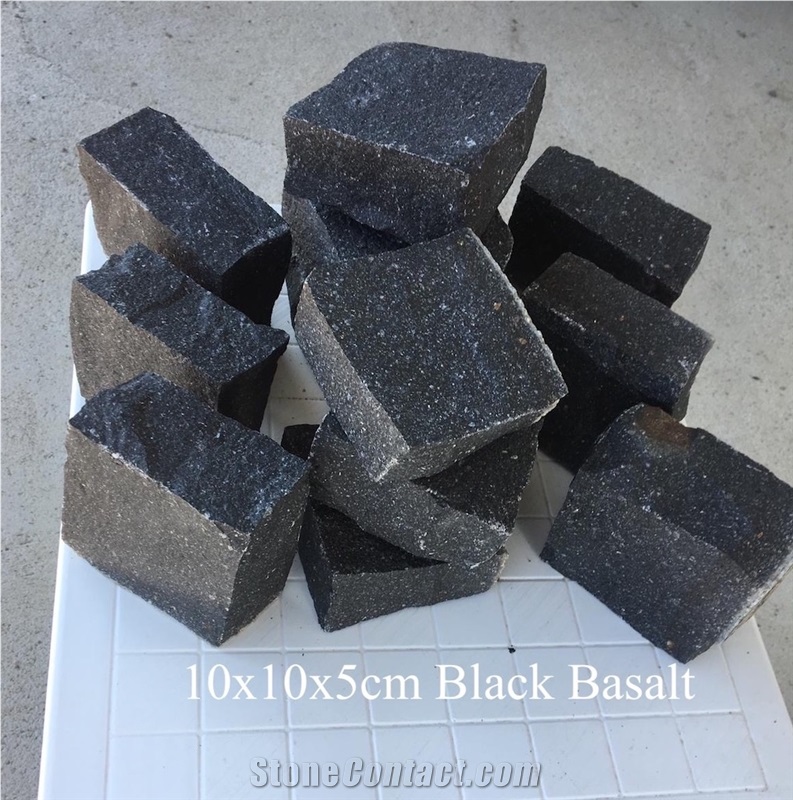 Black Basalt 10x10x5cm Cobble Stone