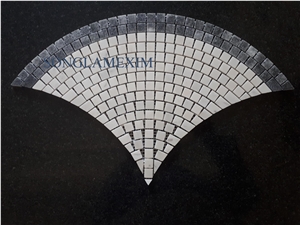 Grey and White Marble Paper Fan Shaped Mosaics