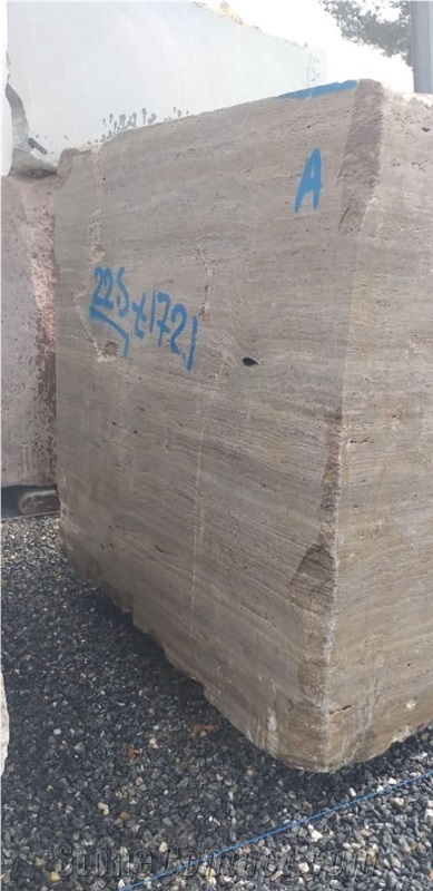 Silver Grey Travertine Block, Iran Silver Travertine
