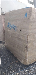 Silver Grey Travertine Block, Iran Silver Travertine