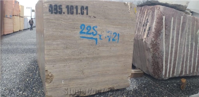 Silver Grey Travertine Block, Iran Silver Travertine