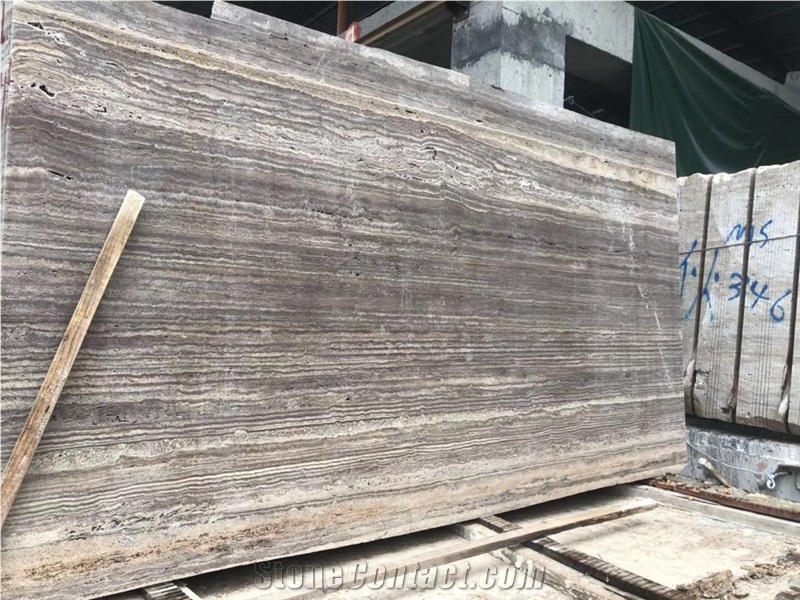Silver Grey Travertine Block, Iran Silver Travertine