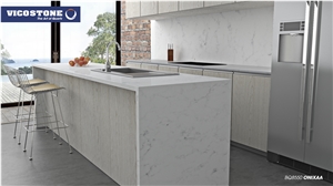 Quartz Kitchen Countertop, Island Top Vicostone Bq8550 Onixaa