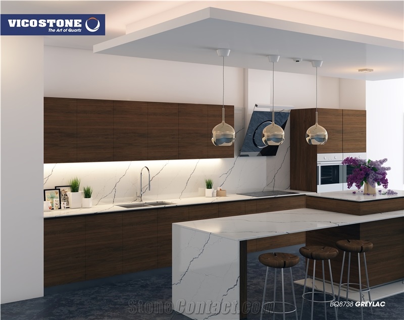 Quartz Kitchen Countertop Vicostone Bq8738 Greylac
