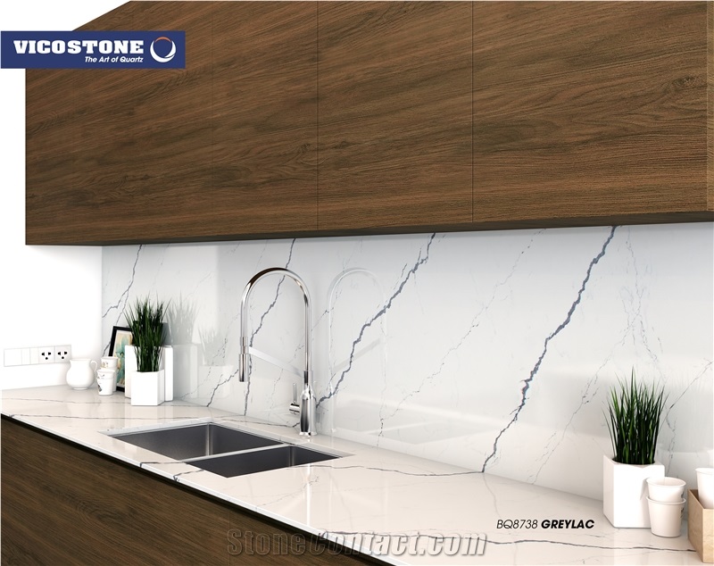 Quartz Kitchen Countertop Vicostone Bq8738 Greylac