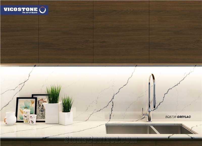 Quartz Kitchen Countertop Vicostone Bq8738 Greylac