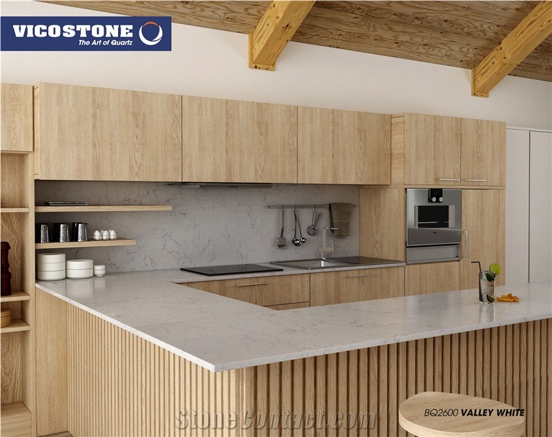 Vicostone Bq2600 Valley White Quartz Countertop