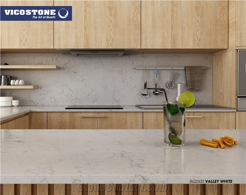 Vicostone Bq2600 Valley White Quartz Countertop