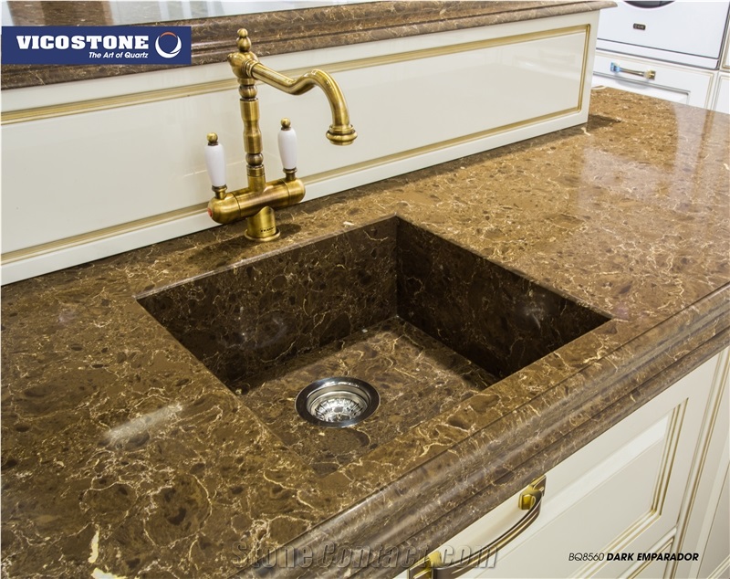 Vicostone Bq8560 Dark Emparador Quartz Countertop