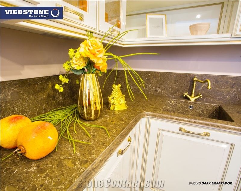 Vicostone Bq8560 Dark Emparador Quartz Countertop