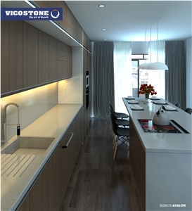 Vicostone Bq8618 Avalon Grey Quartz Countertop