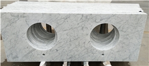 Polished Carrara White Marble Bathroom Vanity Top