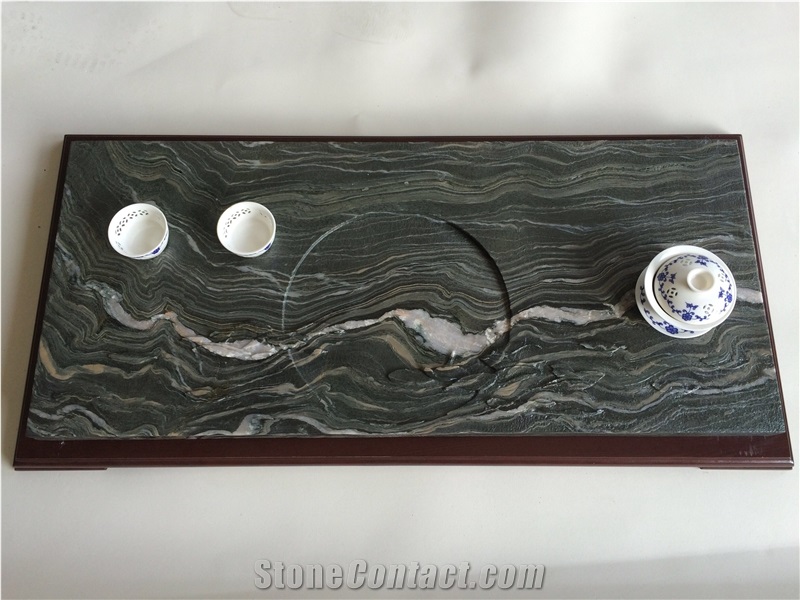 Eco-Friendly Green Jade Marble Tea Tray