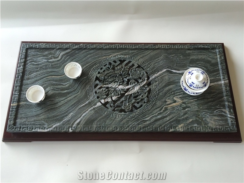 Eco-Friendly Green Jade Marble Tea Tray