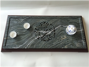 Eco-Friendly Green Jade Marble Tea Tray