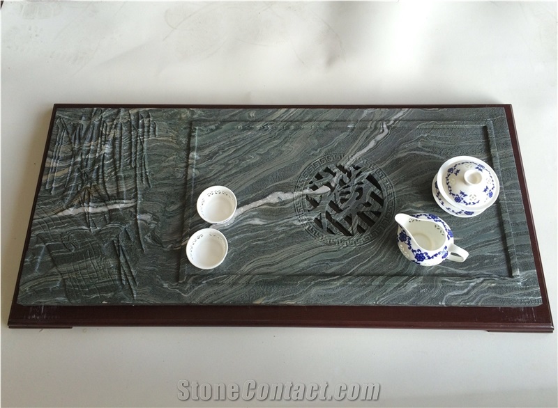 Eco-Friendly Green Jade Marble Tea Tray