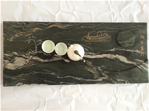 Eco-Friendly Green Jade Marble Tea Tray