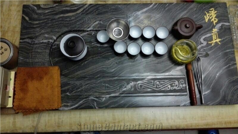 Eco-Friendly Green Jade Marble Tea Tray