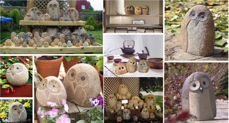 Nature Stone Owl Carving Different Styles