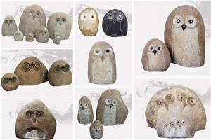 Nature Stone Owl Carving Different Styles