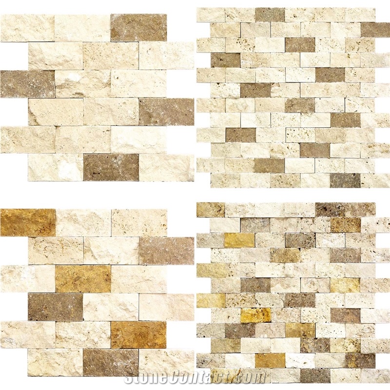 Gold Scabas Scabosa Split Face Mosaic Tiles