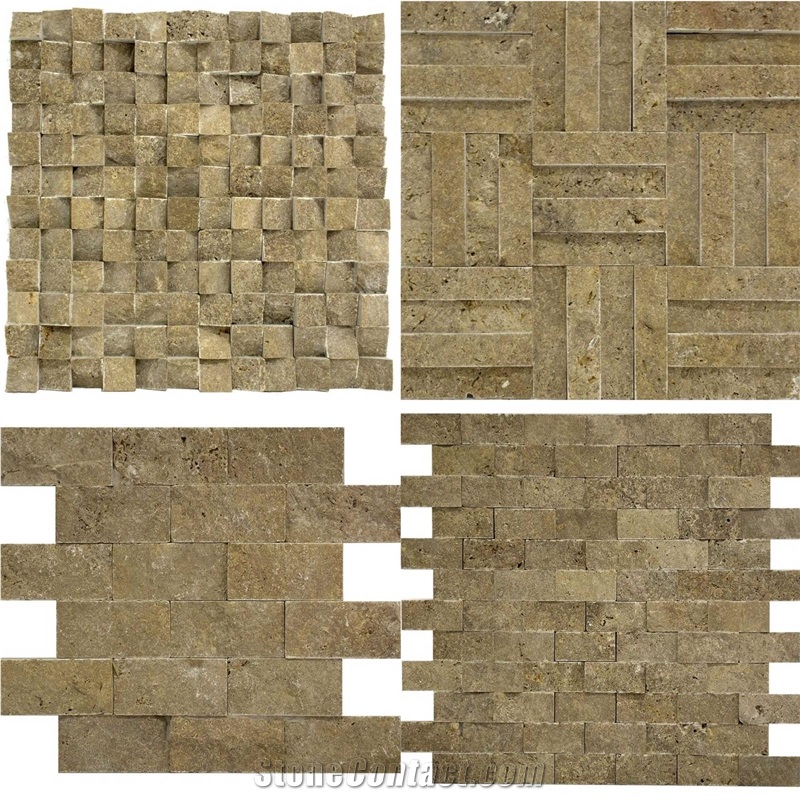 Gold Scabas Scabosa Split Face Mosaic Tiles