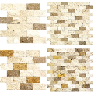 Mix Split Face Scabas Gold Travertine Mosaic Tiles