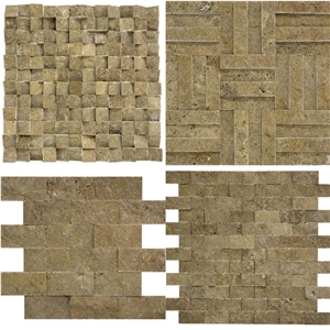 Noche - Denizli Noce Travertine Split Face Mosaic Tiles