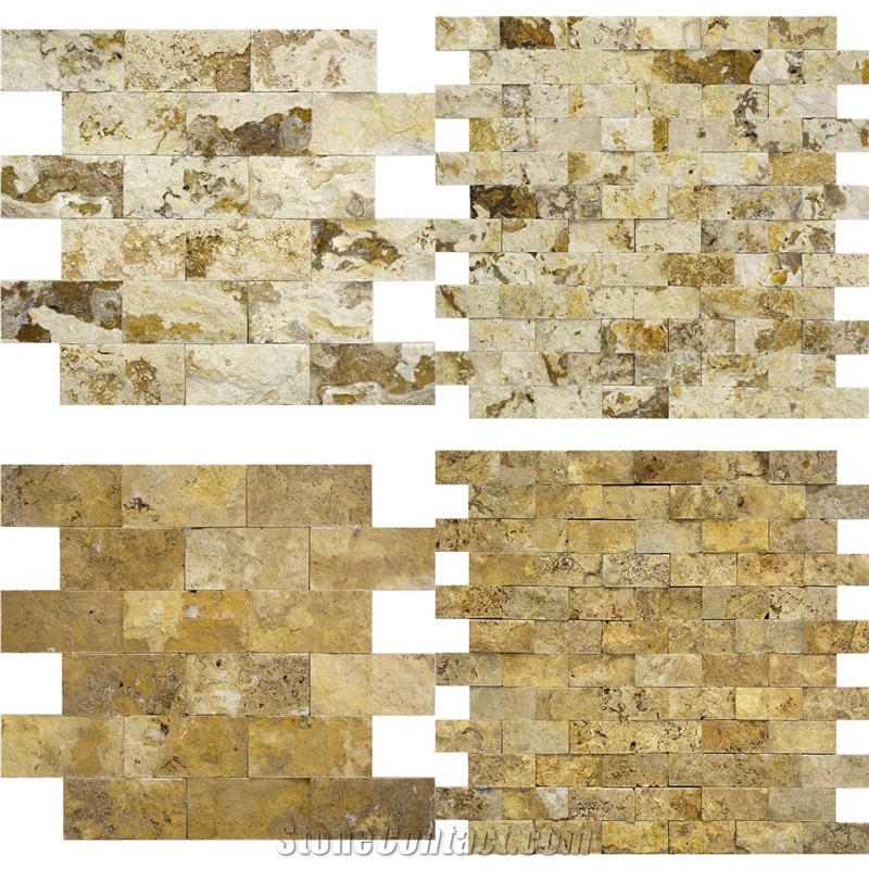 Noche - Denizli Noce Travertine Split Face Mosaic Tiles