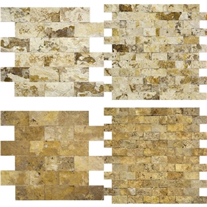 Noche - Denizli Noce Travertine Split Face Mosaic Tiles