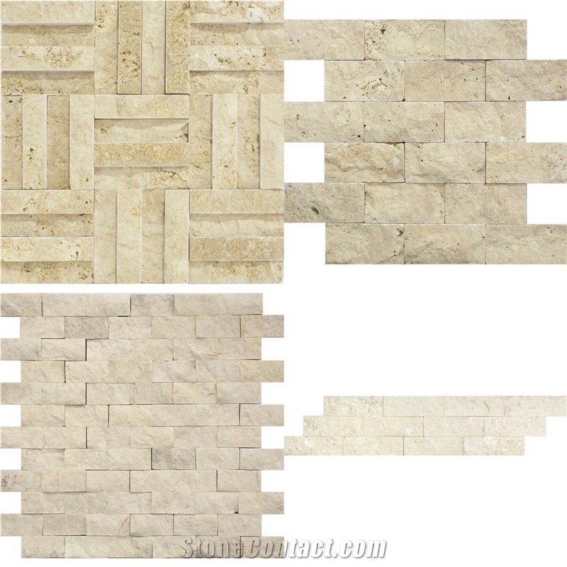 Noche - Denizli Noce Travertine Split Face Mosaic Tiles