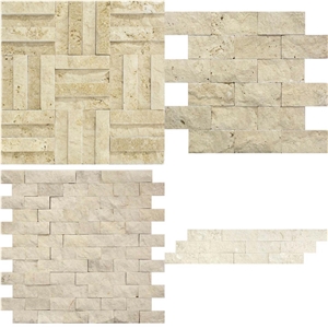 Noche - Denizli Noce Travertine Split Face Mosaic Tiles