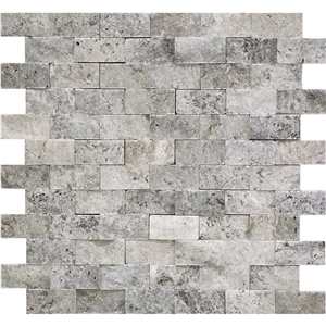 Silver Split Face Mosaic Tiles