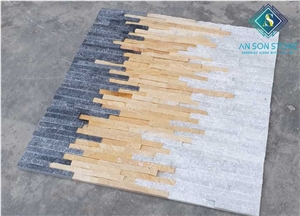 Black Mixed White and Yellow Marble Ledge Stone Wall Panel